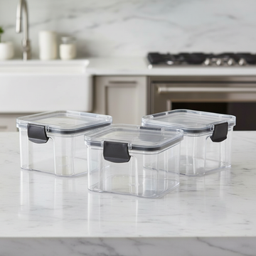 Kit 3 Potes Herméticos Quadrado 460ml com Tampa com Trava